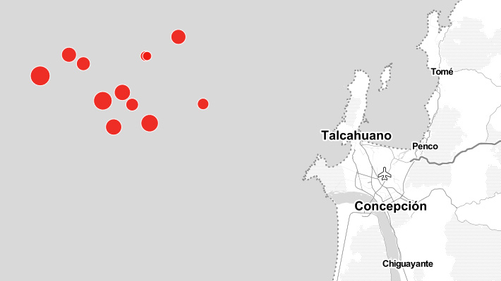 Catorce sismos en sólo doce horas se han registrado este martes cerca de Concepción