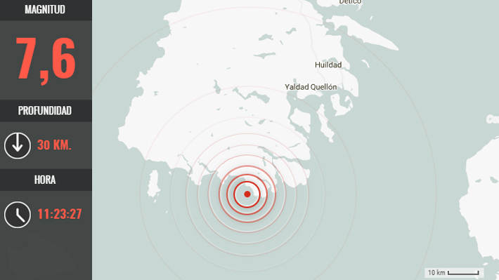 Un fuerte sismo de 7,6 grados Richter se registró en Melinka, Región de Aysén