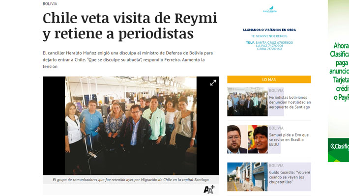Periodistas bolivianos denuncian haber sido hostigados por personal de migraci&oacute;n en Chile
