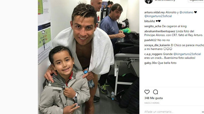Hijo de Vidal cumplió su sueño de conocer a Cristiano Ronaldo y sus ídolos del Madrid