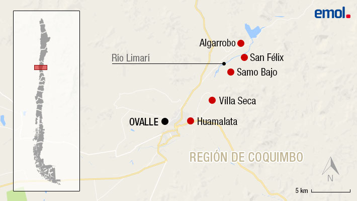 Onemi llam&oacute; a evacuar ribera del r&iacute;o Limar&iacute; ante posibles desbordes por aumento de caudal