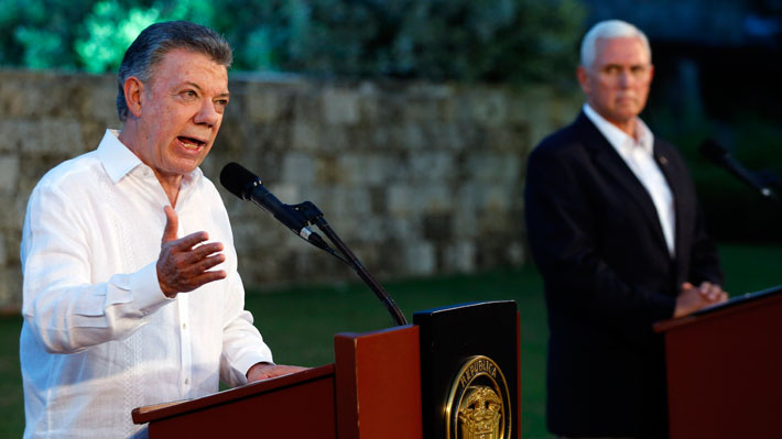 Presidente Santos pide a Mike Pence que EE.UU. descarte una intervenci&oacute;n militar en Venezuela