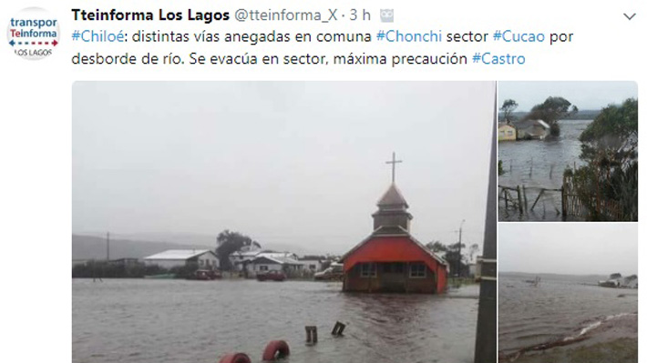 Temporal en la Isla de Chiloé: Lluvia provoca inundación de tradicional iglesia y de Cucao