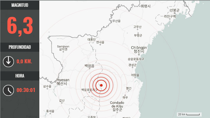 Corea del Norte: Sismo de 6,3° y 0 kilómetros de profundidad podría deberse a un ensayo nuclear