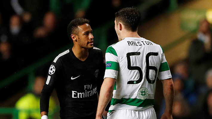 El "repudiado y feo" gesto con que Neymar se burló de jugador del Celtic en goleada del PSG