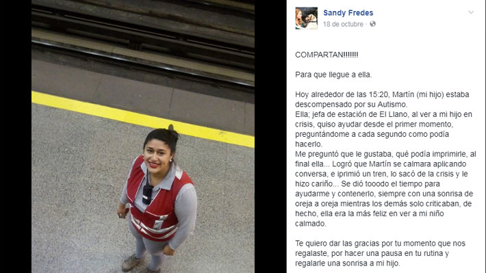 Madre de niño autista destaca actuar de funcionaria de Metro: "Te mereces mil aplausos"