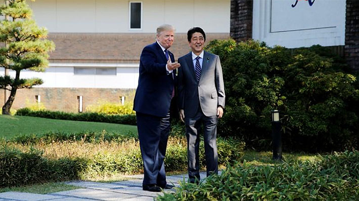 Primer ministro japonés recibe a Trump con una ronda de golf junto a Hideki Matsuyama
