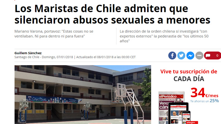 Medio español asegura que hermanos maristas de Chile admitieron que ocultaron casos de abusos sexuales a menores
