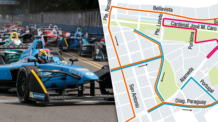 Los desvíos de tránsito que provocará la Fórmula E en el centro de Santiago