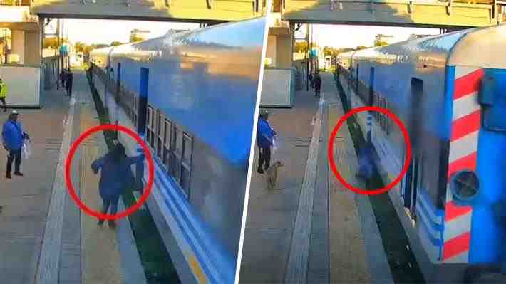 Video | Está viva de milagro: Mujer intentó subir a un tren en movimiento en Argentina, pero resbaló y cayó en la vía