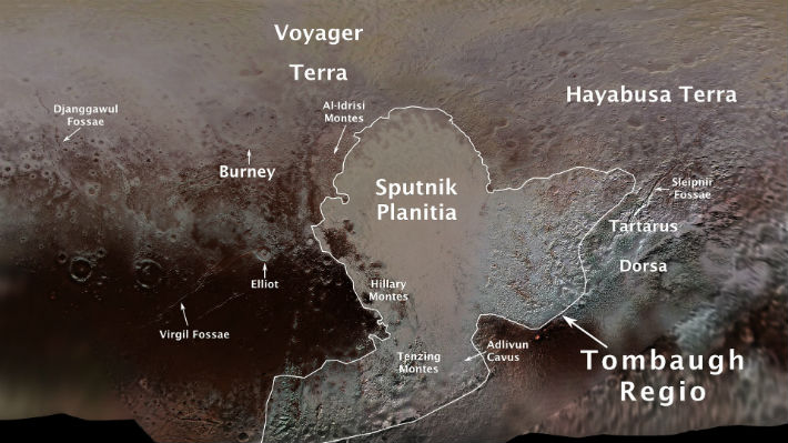 Las montañas y cráteres de Plutón reciben sus primeros nombres oficiales