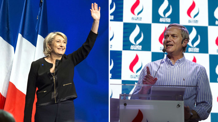 ¿Inspiración francesa?: La semejanza entre el logo de Acción Republicana de Kast y el de Agrupación Nacional de Le Pen