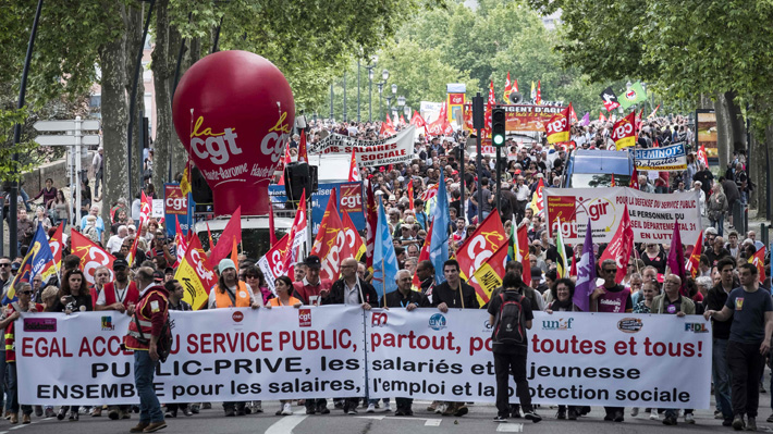 Franceses realizan tercera huelga general en contra de las reformas de Macron