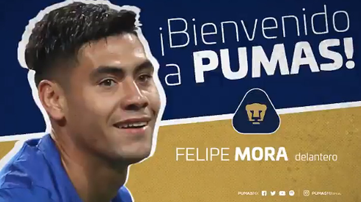 Felipe Mora cambia de club en México y ficha oficialmente por Pumas para reemplazar a Castillo