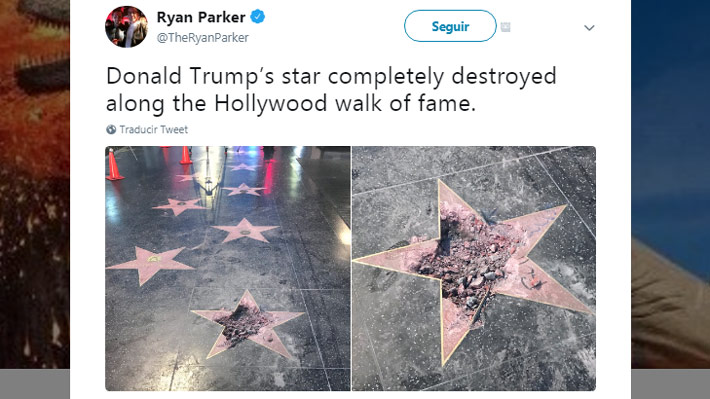 Destruyen nuevamente la estrella de Trump en el Paseo de la Fama de Hollywood