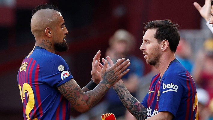 Vidal solo jugó 55 minutos en sufrido empate del Barcelona que sigue, momentáneamente, líder en España