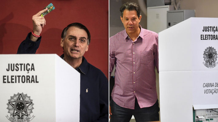 Uno dice que gana hoy, otro aspira a la segunda vuelta: Bolsonaro y Haddad ya votaron en Brasil