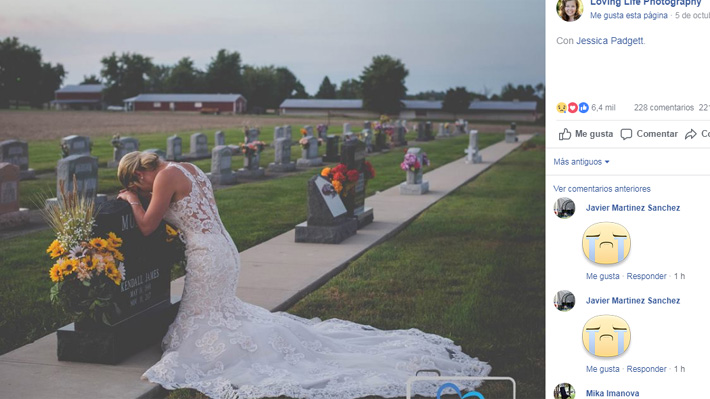 Publicación se hizo viral: Las conmovedoras fotos de una novia frente a la tumba de su prometido el día que iban a casarse