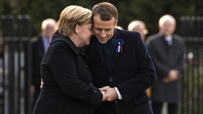 Macron y Merkel reafirman los lazos cien años después del fin de la Primera Guerra Mundial