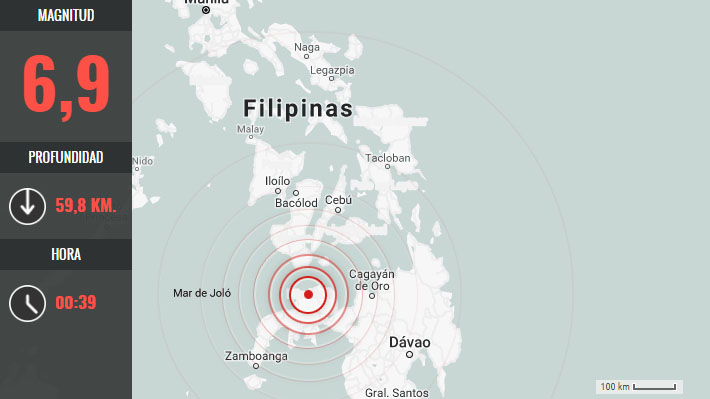 Terremoto de magnitud 6,9 en el sur de Filipinas genera alerta de tsunami