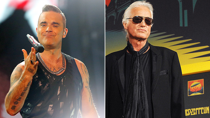 La peculiar forma en que Robbie Williams hostiga a su vecino Jimmy Page por una disputa legal