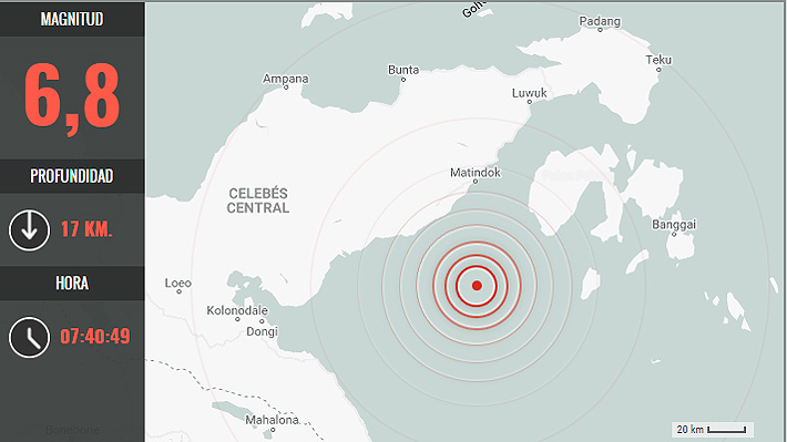 Sismo de magnitud 6,8 sacude el este de Indonesia