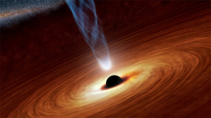 Un agujero negro está proyectando nubes de plasma a la velocidad de la luz