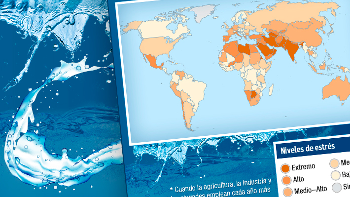 El mapa del estrés hídrico en el mundo: Qué zonas son las más afectadas y la posición que ocupa Chile