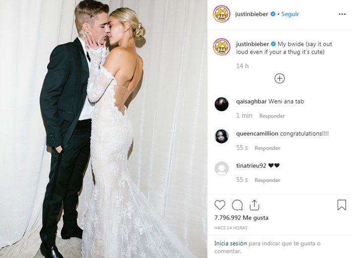 Hailey Baldwin comparte fotos donde muestra por primera vez el vestido que  usó en la boda con Justin Bieber 