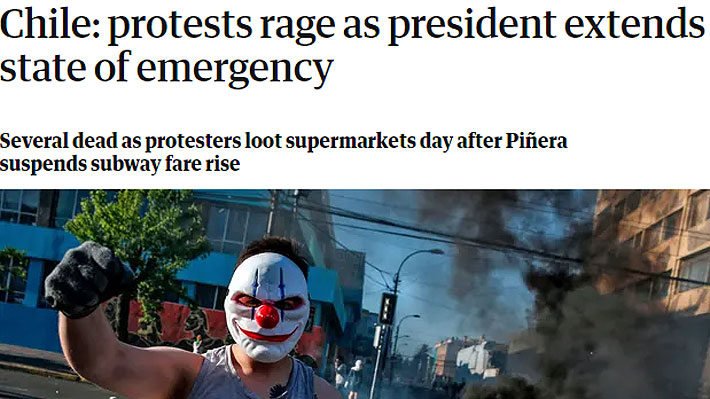 Así lo está viendo el mundo: "Chile paralizado ante las peores protestas desde el retorno a la democracia"