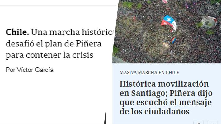 Prensa internacional destaca marcha histórica en Chile: "La mayor manifestación desde el retorno a la democracia"