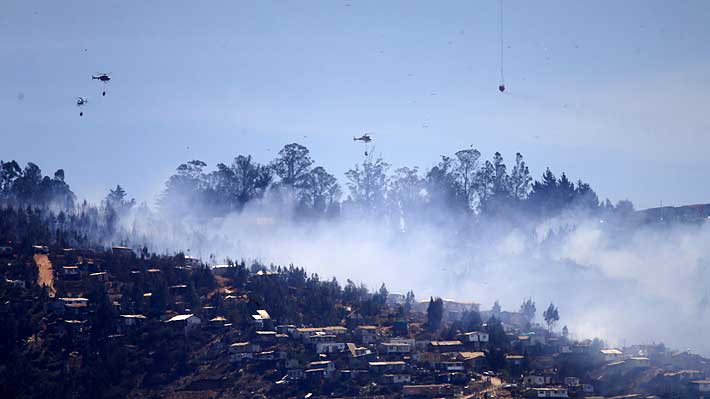 Onemi: Cinco incendios se mantienen activos en Valparaíso y región continúa con alerta roja