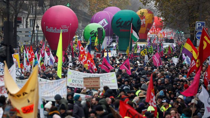 Huelga nacional en Francia: Ya van más de 180 mil personas reunidas en las protestas y 65 detenidos por disturbios