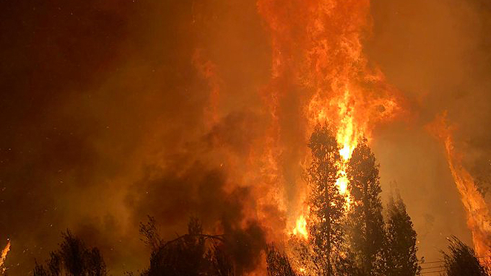 Incendio forestal en Valparaíso ha dejado dos bomberos lesionados y mantiene interrumpido el tránsito en la Ruta CH-60