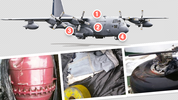 Cuáles son las piezas que se han podido recuperar del avión Hércules C-130 de la FACh