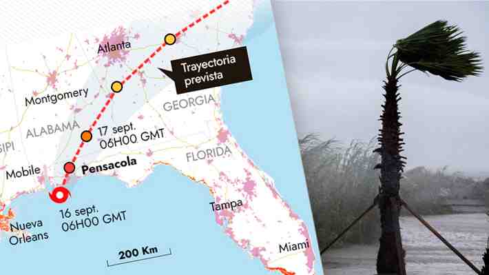 La trayectoria prevista para el huracán Sally tras tocar tierra al sur de Estados Unidos