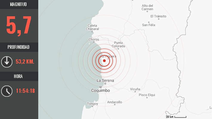 Sismo De Magnitud 5,7 Se Registra En La Región De Coquimbo Y Abarcó ...