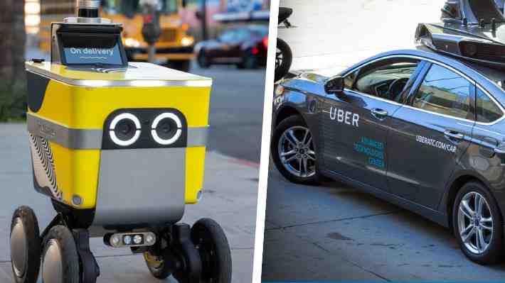 Uber lanza vehículos autónomos y robots para entregas de comida en California