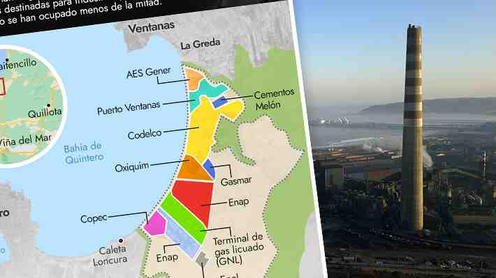 El mapa de las empresas que operan en la zona industrial de Quintero-Puchuncaví