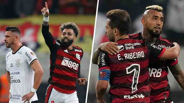 Con un buen ingreso de Vidal, el Flamengo vence al Corinthians y se acerca a semis de la Libertadores... Mira los goles