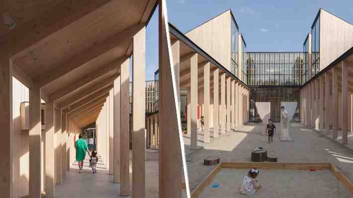 Jardín infantil creado en madera por arquitecto chileno triunfa en la Bienal de Buenos Aires