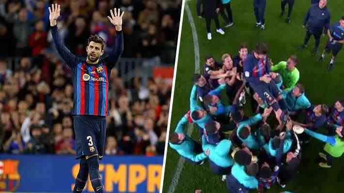 No pudo aguantar las lágrimas: Mira las emotivas imágenes de la despedida de Piqué al Barcelona que ganó y es líder de la Liga