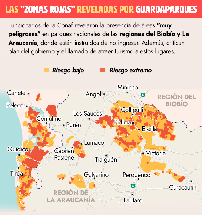El Mapa De Las Zonas Rojas Advertidas Por Guardaparques De La Conaf En Las Regiones Del Biob O