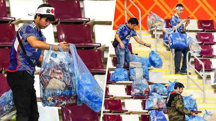 Tras su histórica victoria ante Alemania, hinchas japoneses dan ejemplo al mundo y limpian el estadio en Qatar