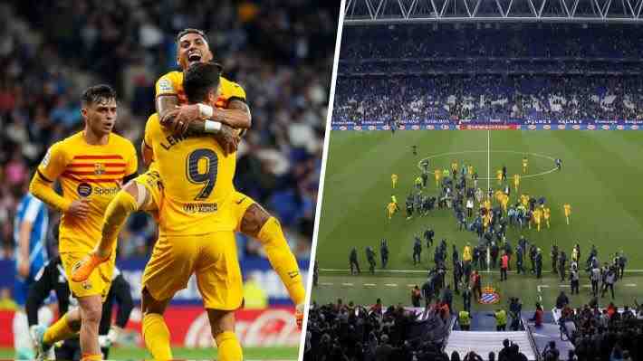 El Barça ganó el título de la Liga española tras golear al Espanyol, pero su festejo terminó en escándalo: Mira los incidentes del final