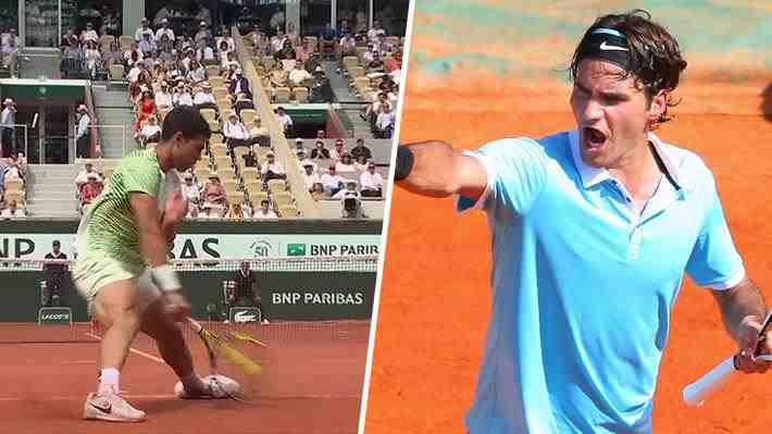 "Hasta Djokovic tuvo que aplaudir": Mira el "antológico" punto de Alcaraz en Roland Garros y el increíble parecido con una jugada que hizo Federer