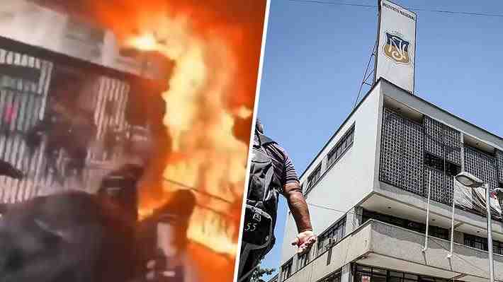 Video | Reportan incendio al interior del Instituto Nacional: Habrían lanzando bomba molotov