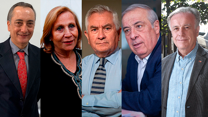 De izquierda a derecha los ex ministros de Salud Osvaldo Artaza, Helia Molina, Enrique Paris, Jaime Mañalich y Emilio Santelices. 