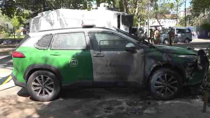 Ataque incendiario a patrulla de Carabineros: Cuatro sujetos detenidos y uno de ellos con quemaduras
