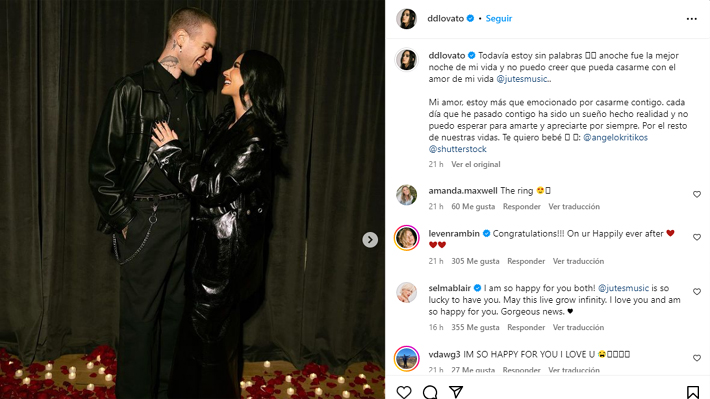 Demi Lovato anuncia su compromiso con el cantante Jordan Luces tras casi un  año de relación: Todavía estoy sin palabras